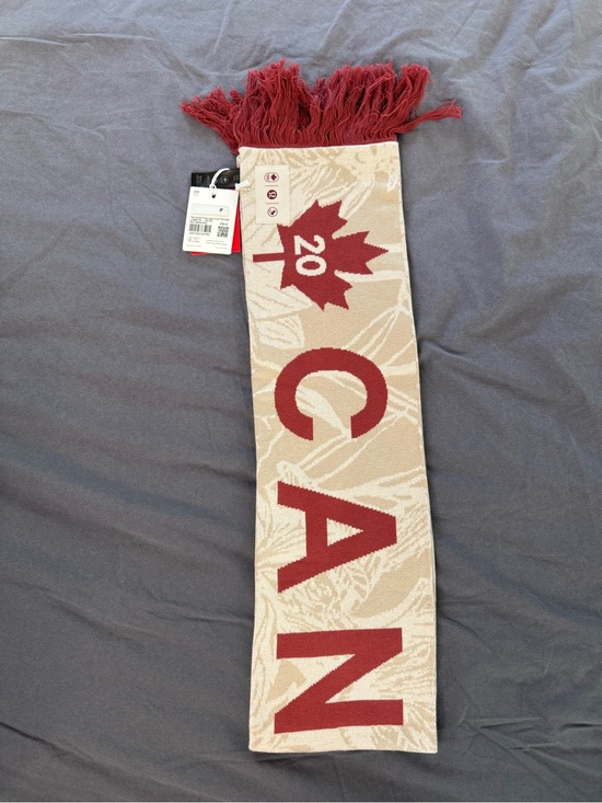 lululemon athletica Accessories - lululemon athletica Team Canada 2024 Cream and Red Fringe Knit Scarf